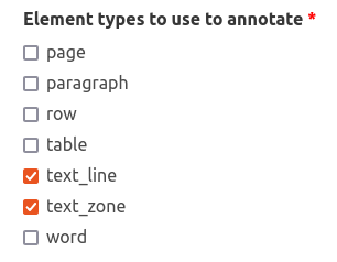 Available element types